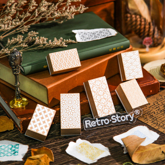 1 Pack Exquisite Pattern Wooden Rubber Stamp