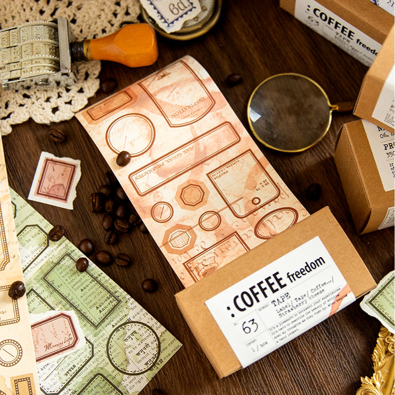 1 Roll Coffee Freedom Sticker Tape
