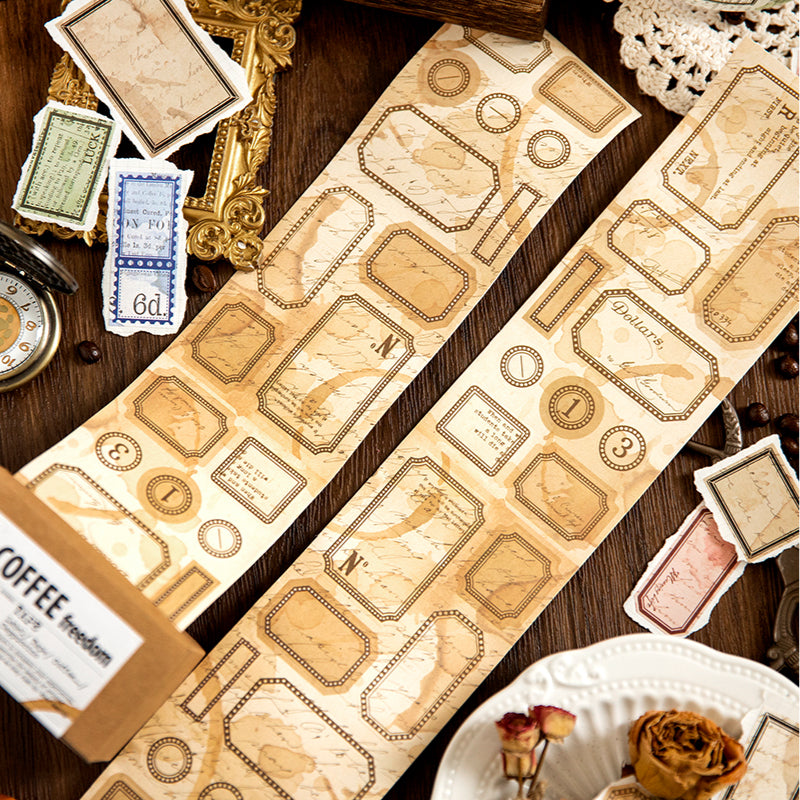 1 Roll Coffee Freedom Sticker Tape
