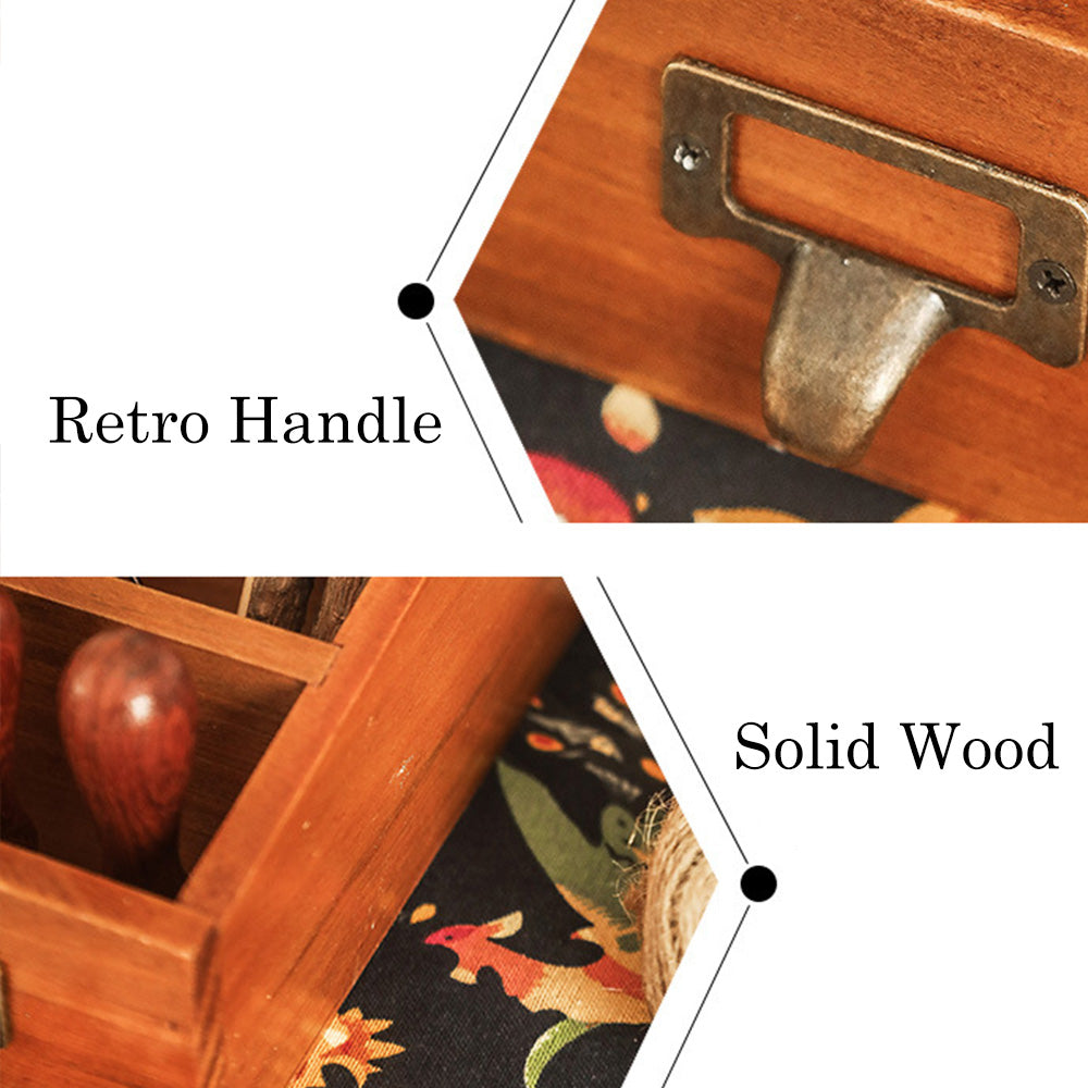 Boîte de rangement rétro en bois à 3 compartiments