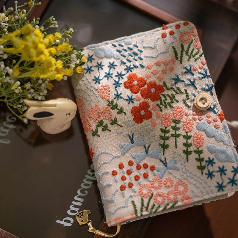 90 Sheets Embroidery Flowers Fabric Bullet Journal