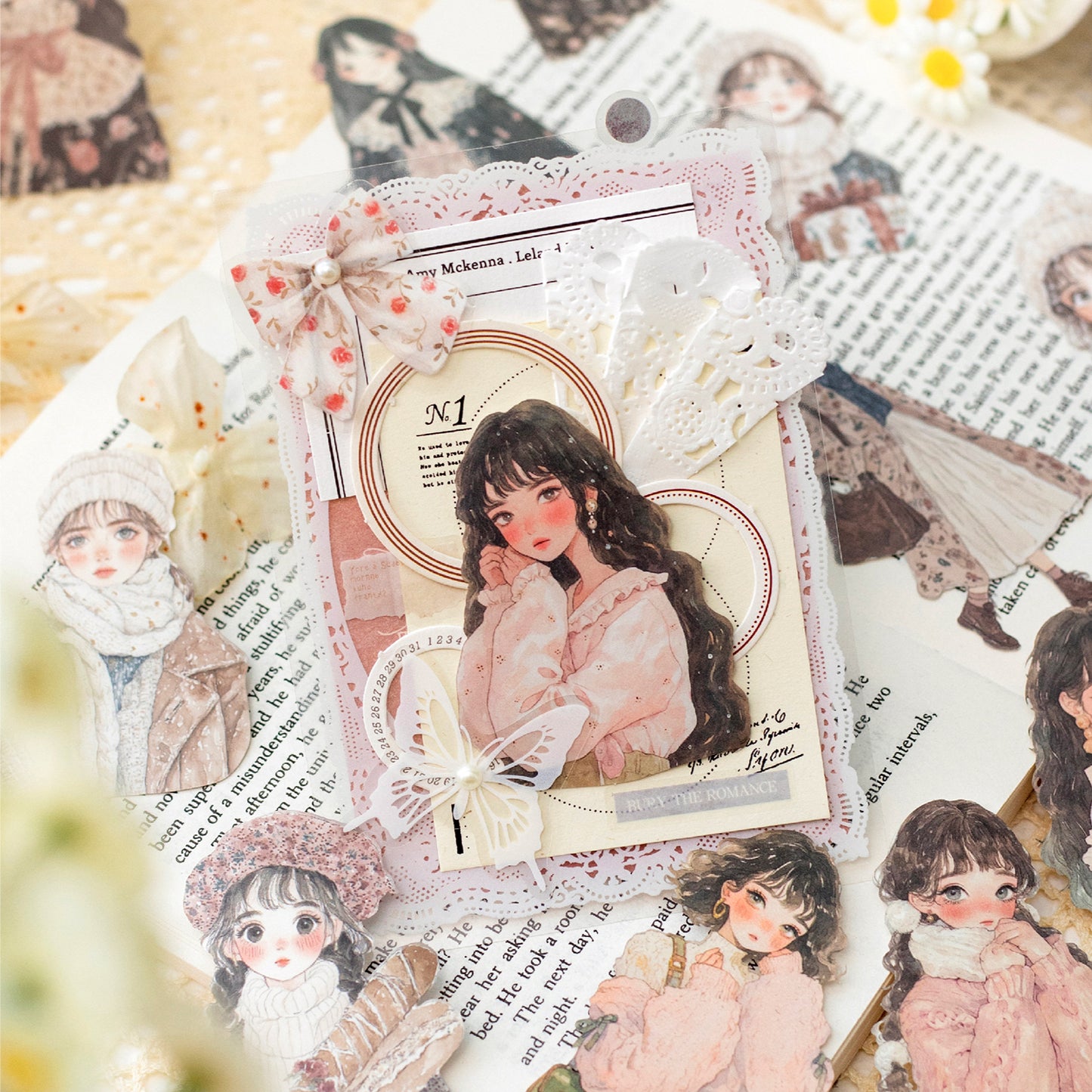 100 Pcs Winter Prologue Character Paper Sticker Set With A Tin Box