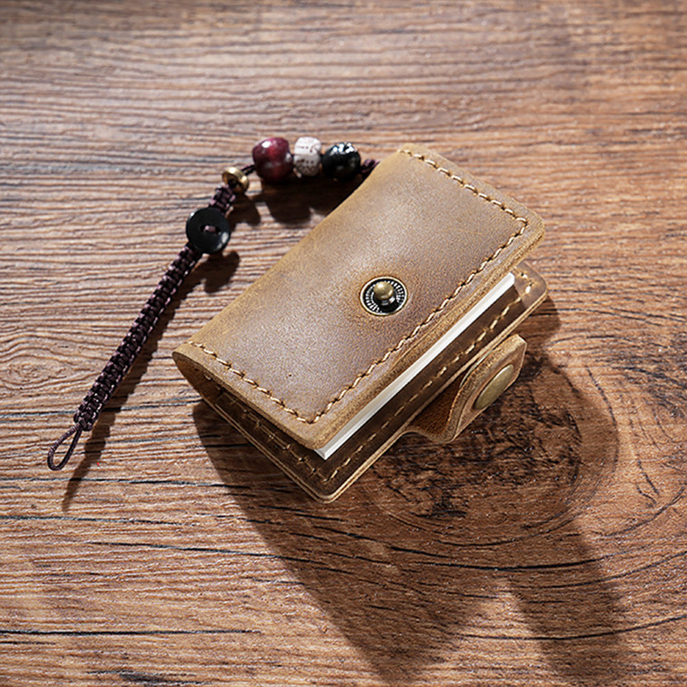 32 Sheets Mini Pocket Cowhide Bullet Journal With Chain