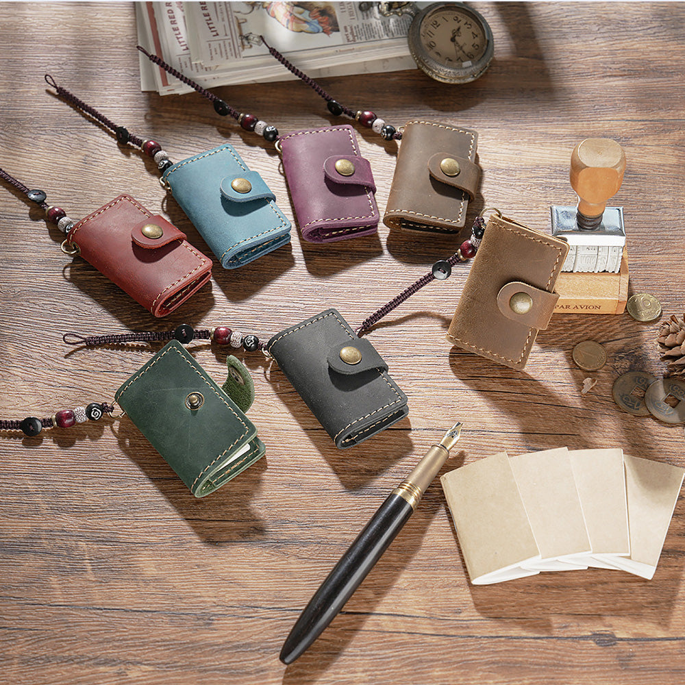 32 Sheets Mini Pocket Cowhide Bullet Journal With Chain