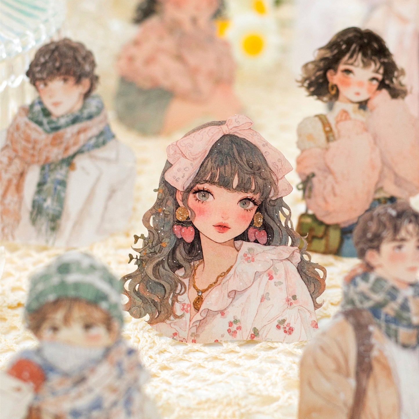 100 Pcs Winter Prologue Character Paper Sticker Set With A Tin Box