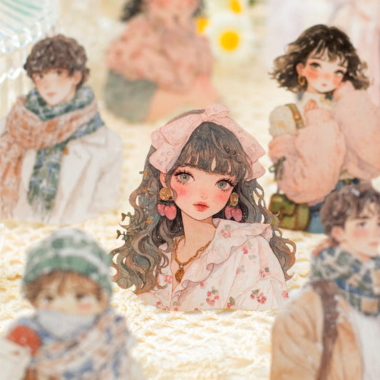 100 Pcs Winter Prologue Character Paper Sticker Set With A Tin Box