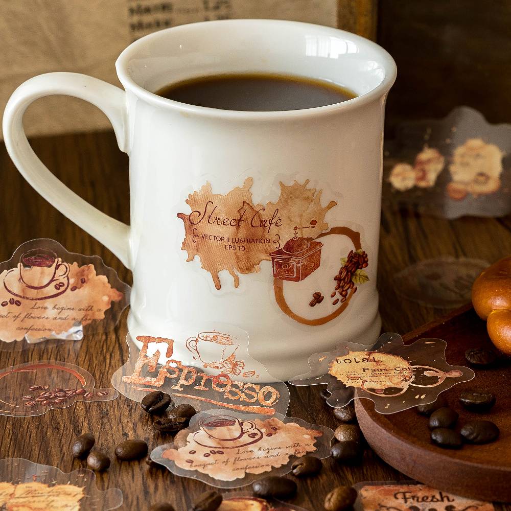 30 Pcs A Cup Of Coffee Time PET Sticker Set