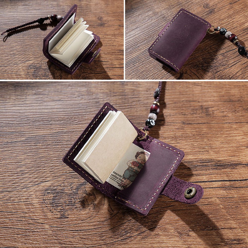 32 Sheets Mini Pocket Cowhide Bullet Journal With Chain