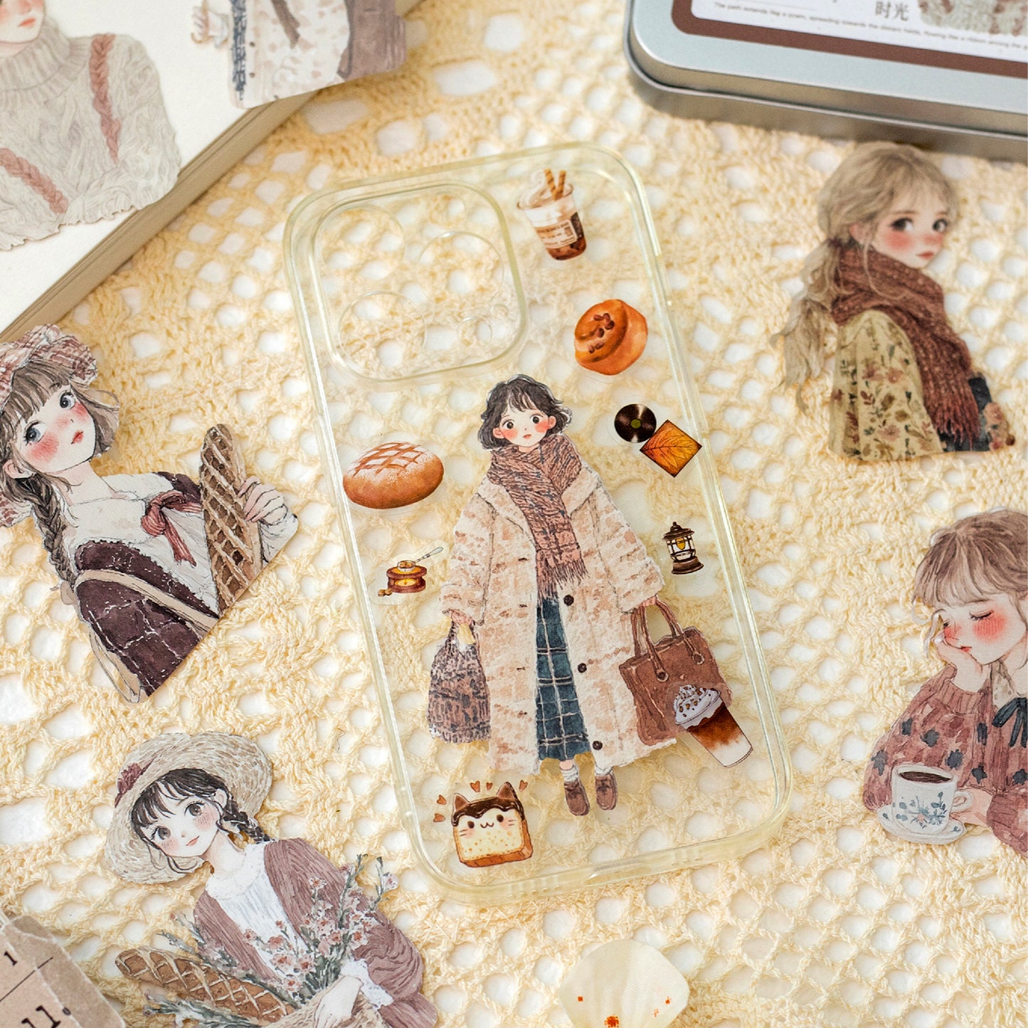 100 Pcs Winter Prologue Character Paper Sticker Set With A Tin Box