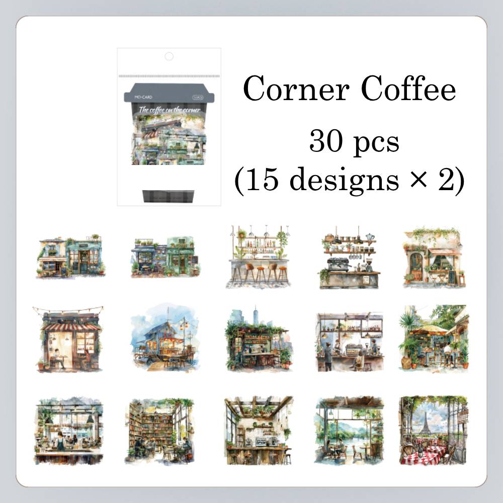 30 Pcs A Cup Of Coffee Time PET Sticker Set