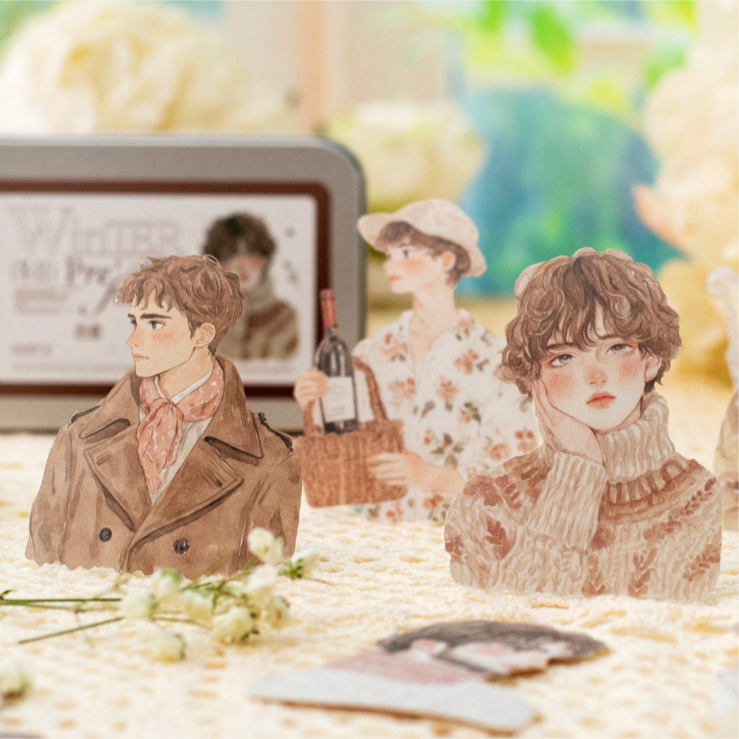 100 Pcs Winter Prologue Character Paper Sticker Set With A Tin Box