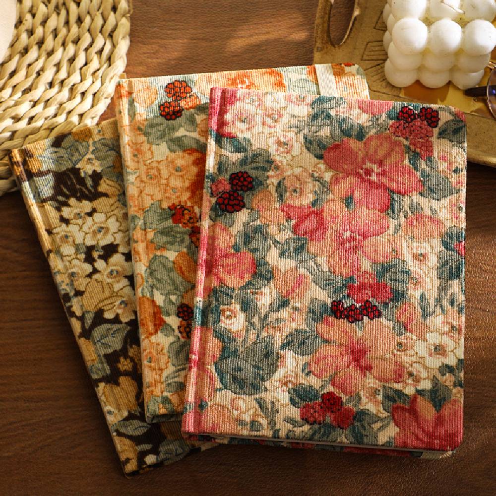 80 Sheets Retro Bloom Flower Corduroy Notebook