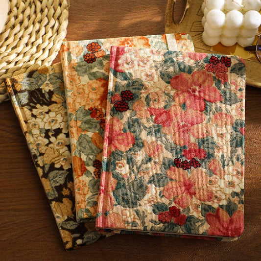 80 Sheets Retro Bloom Flower Corduroy Notebook