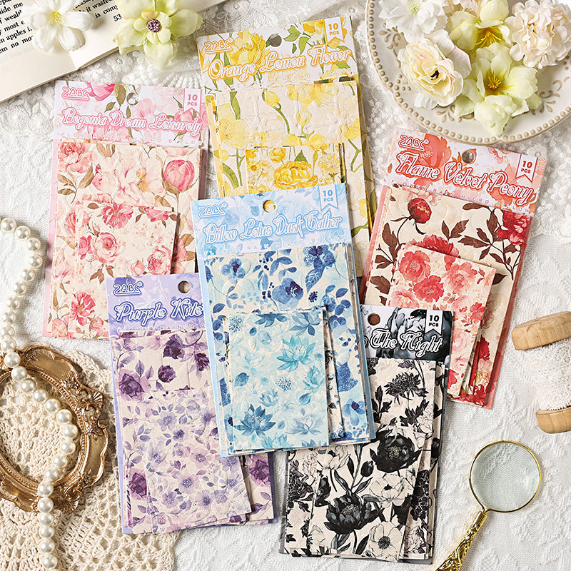 10 feuilles de papier à motifs de fleurs en fleurs