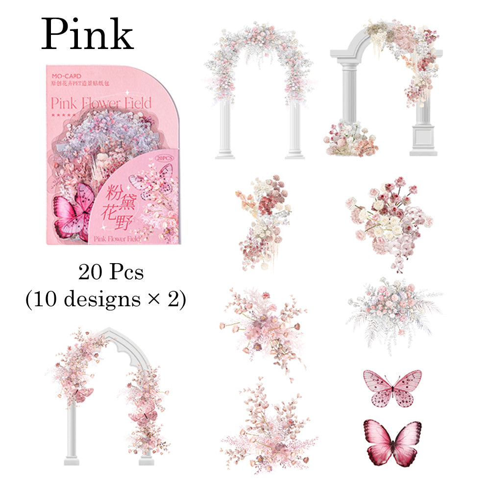 Lot de 20 autocollants en PET motif arche romantique