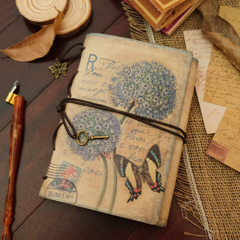 Dandelion & Butterfly Vintage Kraft Paper Refillable Bullet Journal