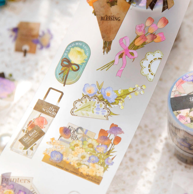 1 Roll Flower Letter Notebook Matte PET Tape