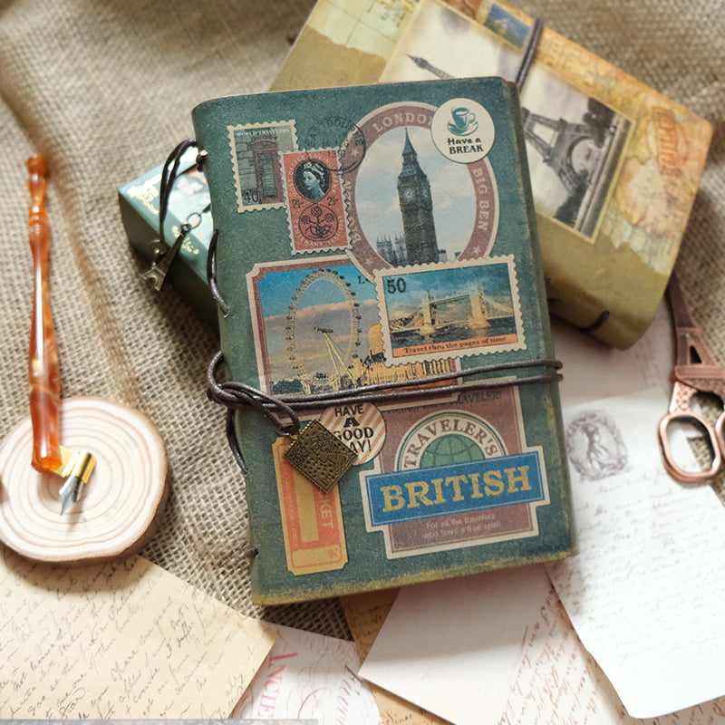 Vintage British Memory Kraft Paper Refillable Bullet Journal