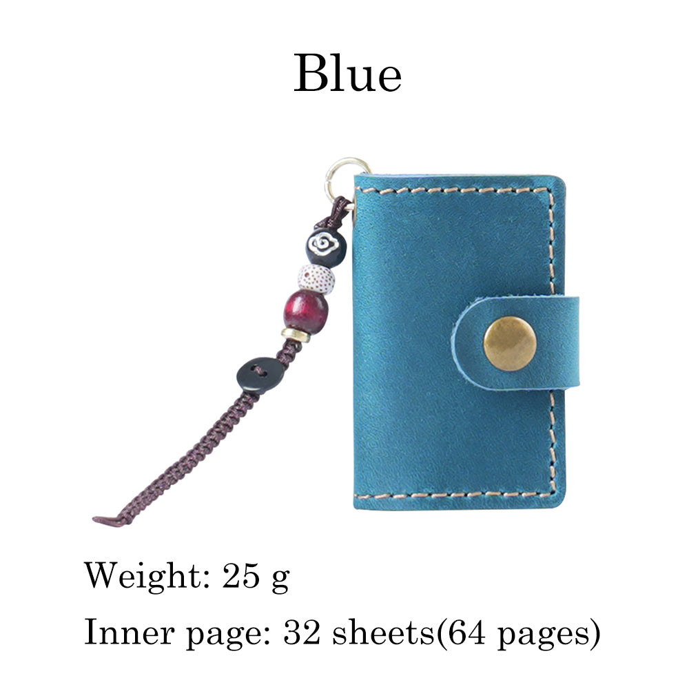 32 Sheets Mini Pocket Cowhide Bullet Journal With Chain