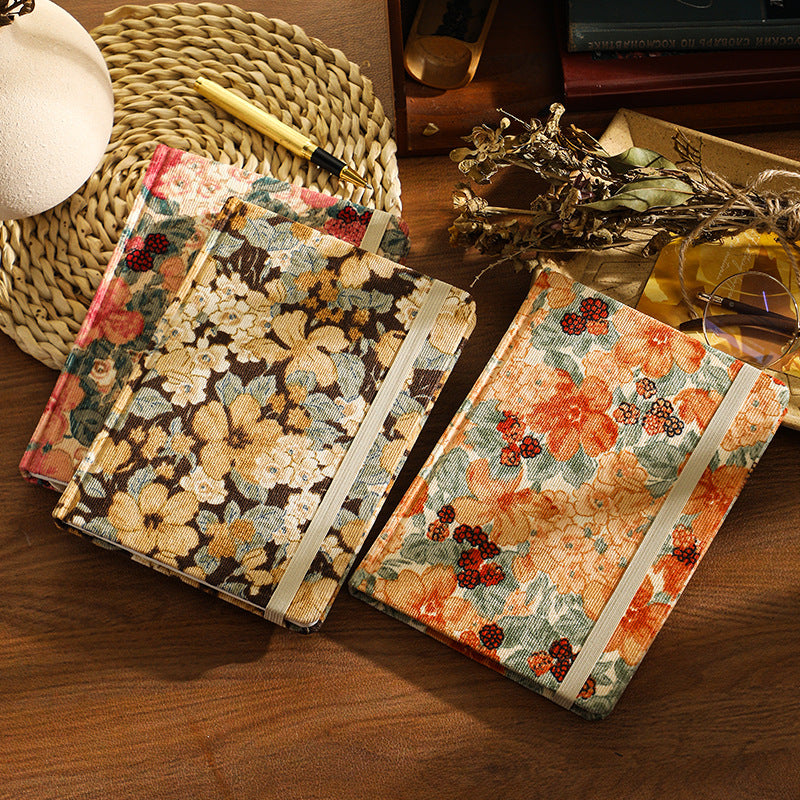 80 Sheets Retro Bloom Flower Corduroy Notebook