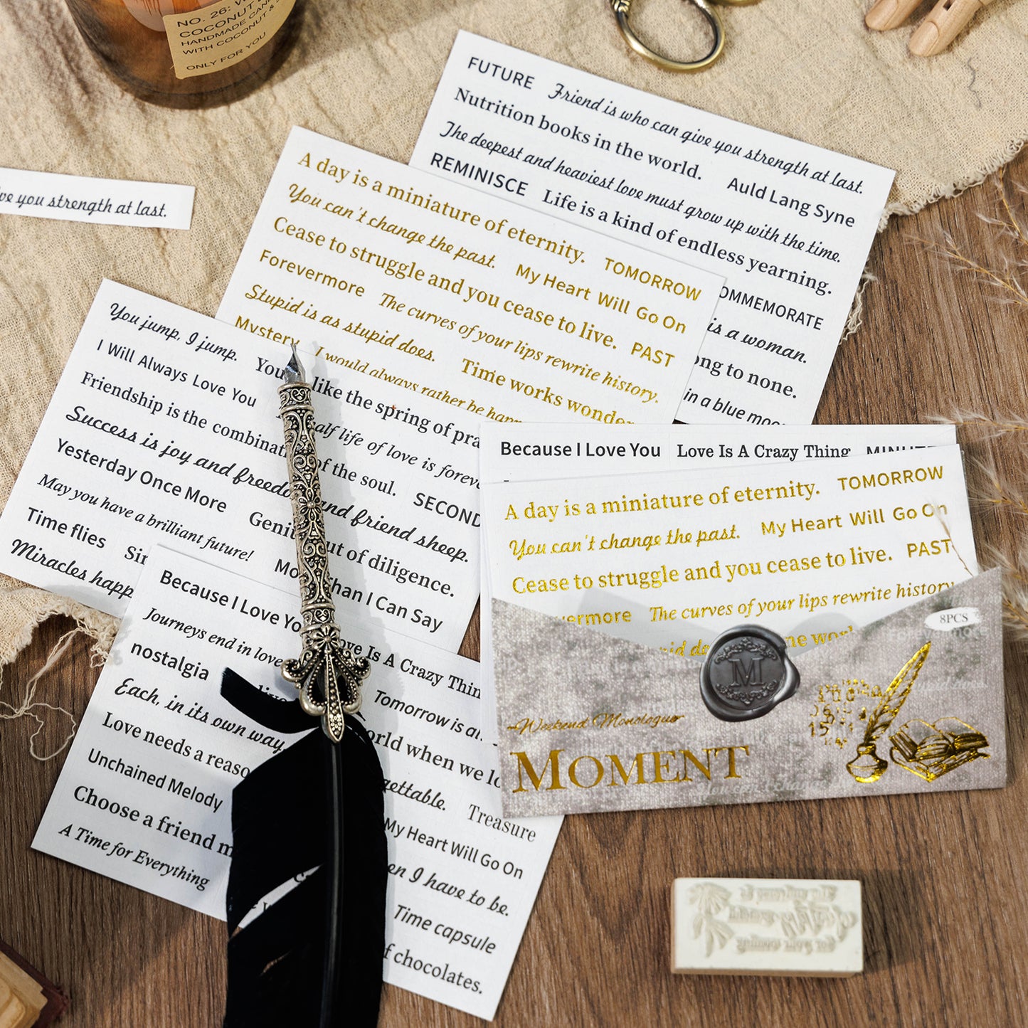 8 Sheets Weekend Monologue Text Paper Sticker Set