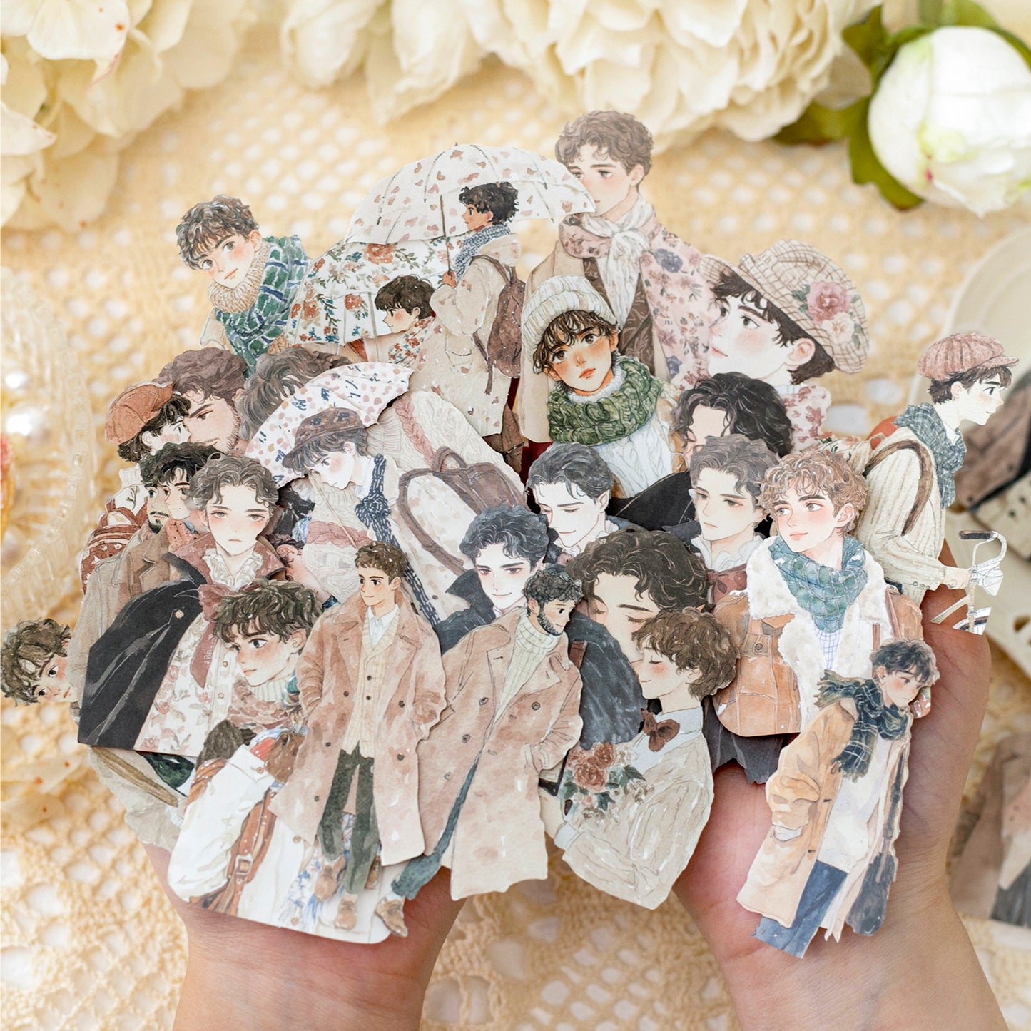 100 Pcs Winter Prologue Character Paper Sticker Set With A Tin Box