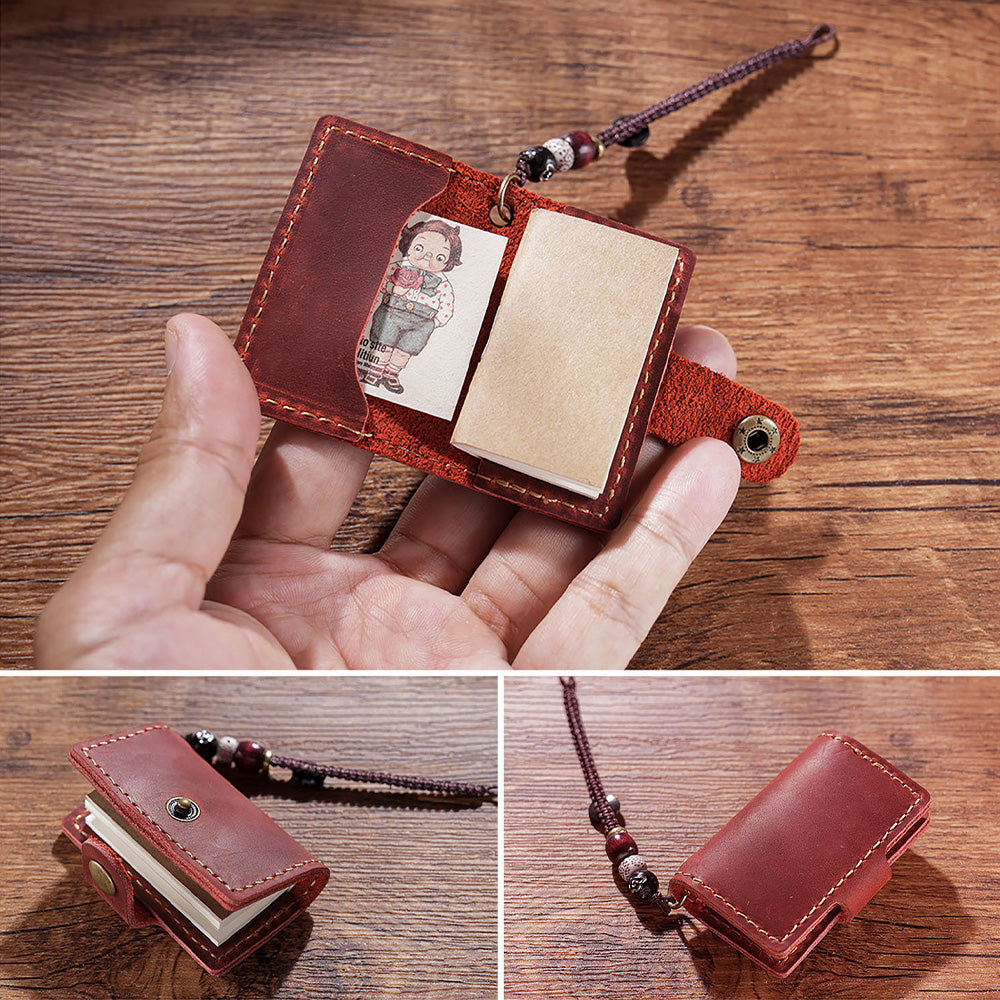 32 Sheets Mini Pocket Cowhide Bullet Journal With Chain