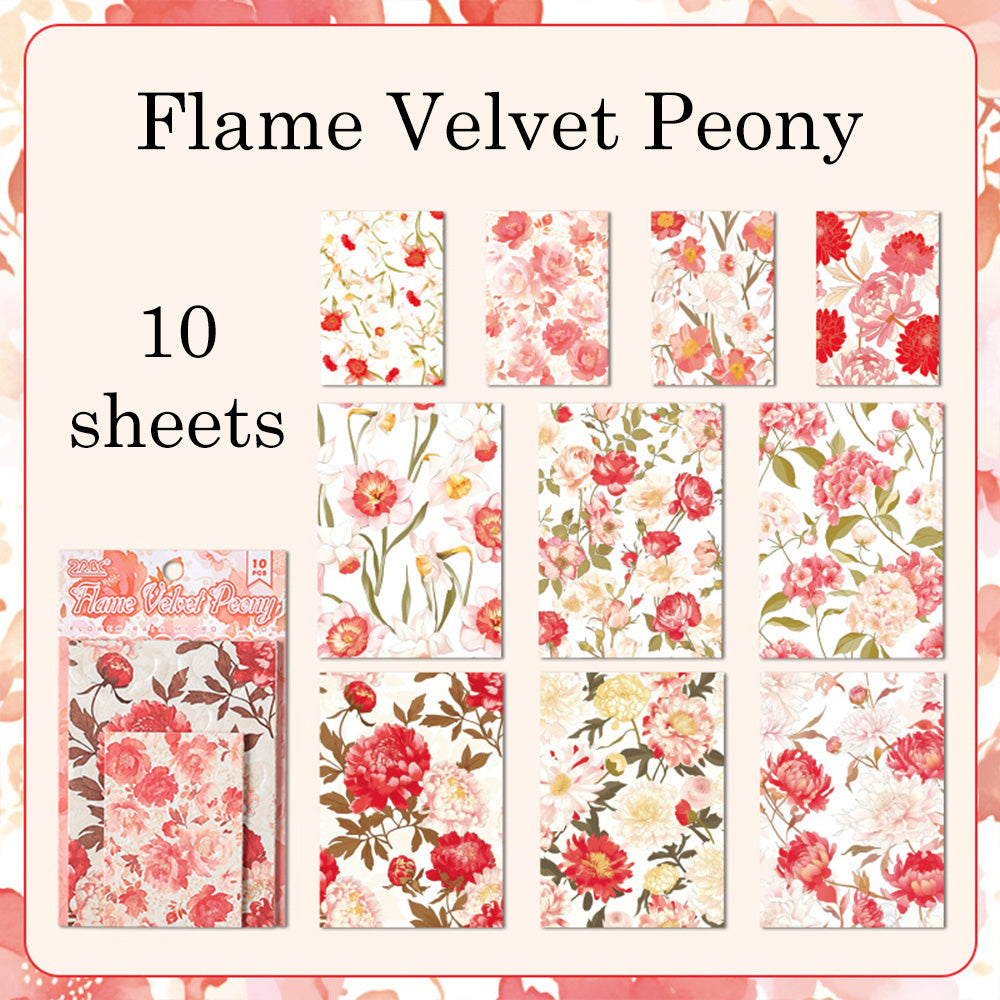10 feuilles de papier à motifs de fleurs en fleurs