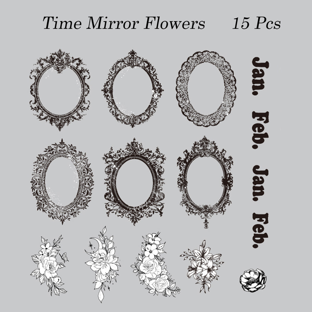 15 Pcs Garden Of Flower Lace PET Sticker Set