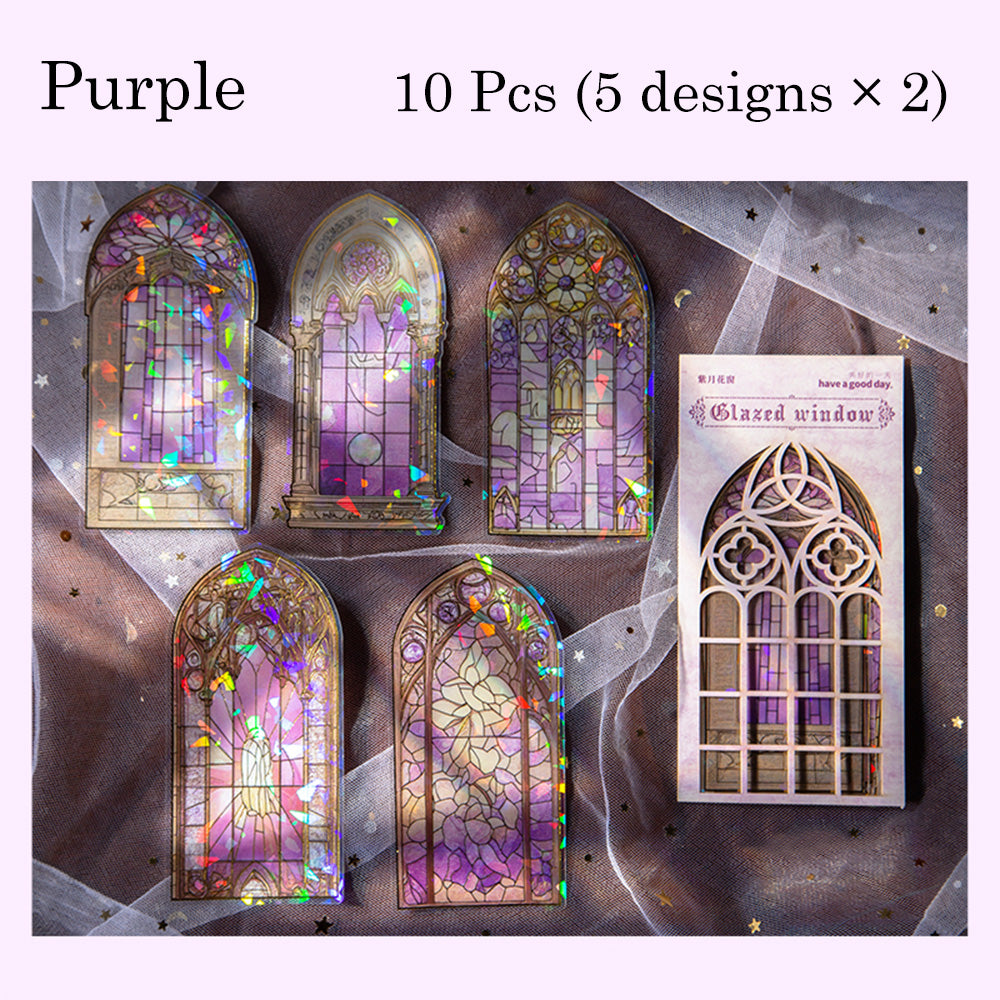10 Pcs Glazed Window PET Sticker Set