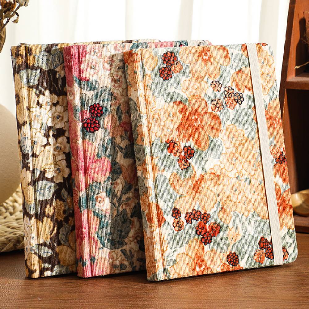 80 Sheets Retro Bloom Flower Corduroy Notebook