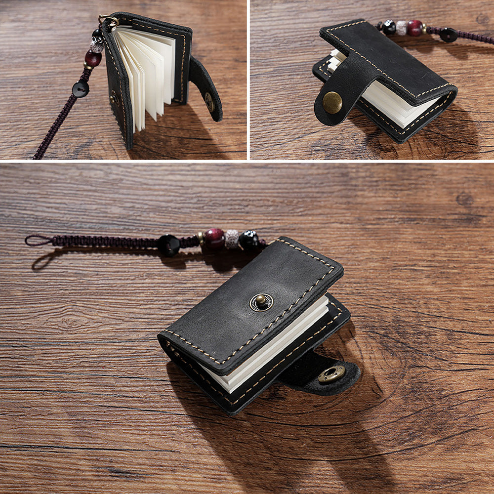 32 Sheets Mini Pocket Cowhide Bullet Journal With Chain