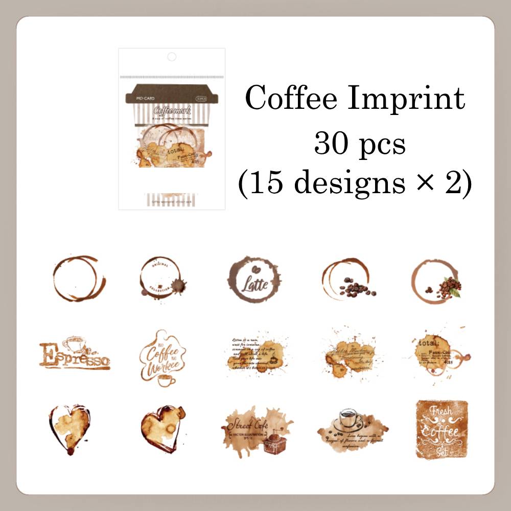 30 Pcs A Cup Of Coffee Time PET Sticker Set