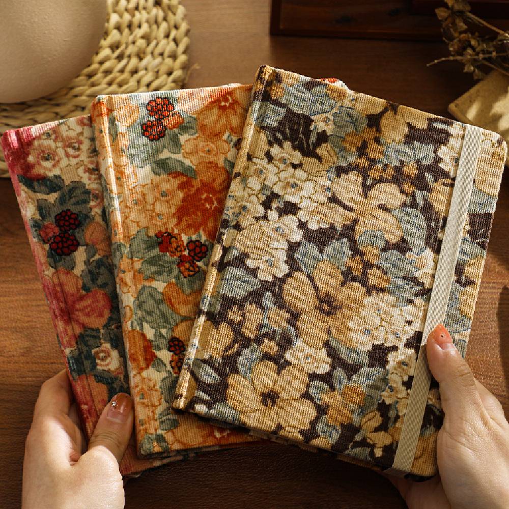 80 Sheets Retro Bloom Flower Corduroy Notebook