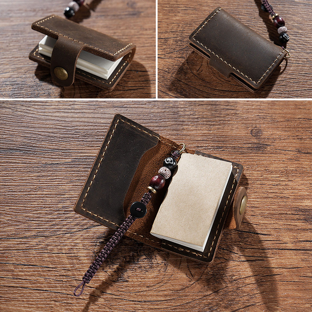 32 Sheets Mini Pocket Cowhide Bullet Journal With Chain