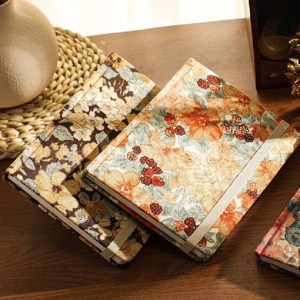 80 Sheets Retro Bloom Flower Corduroy Notebook