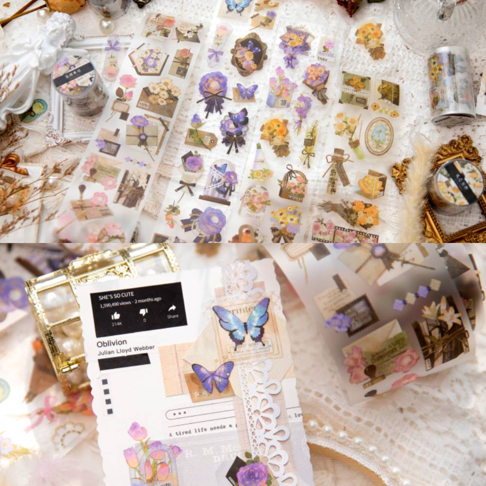 1 Roll Flower Letter Notebook Matte PET Tape