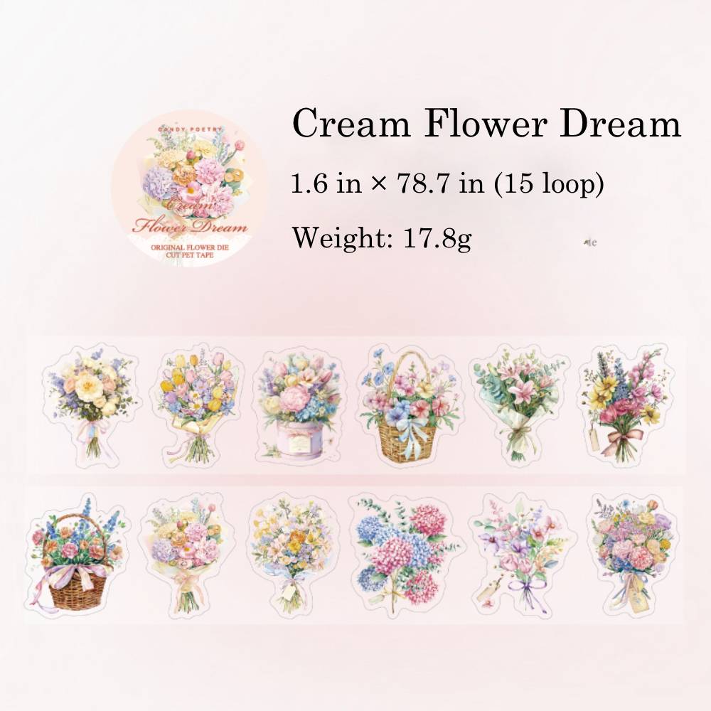 1 Roll Romantic Bouquet PET Tape
