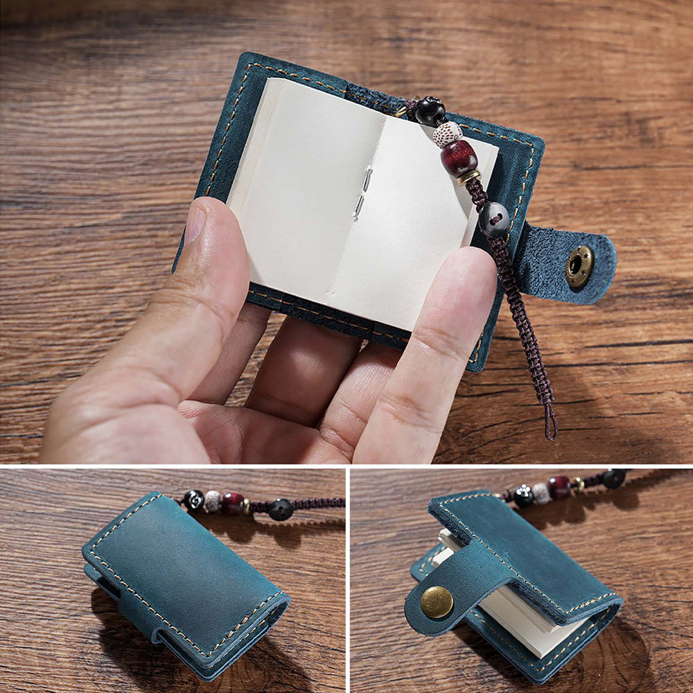 32 Sheets Mini Pocket Cowhide Bullet Journal With Chain