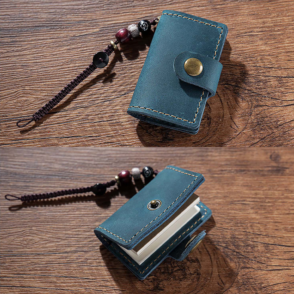 32 Sheets Mini Pocket Cowhide Bullet Journal With Chain