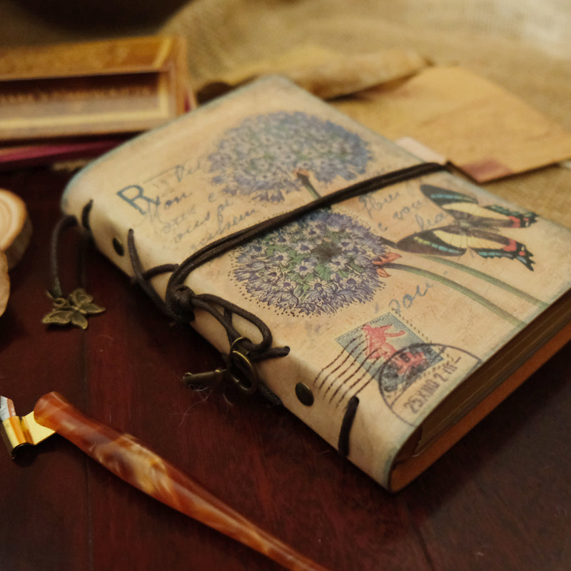 Dandelion & Butterfly Vintage Kraft Paper Refillable Bullet Journal