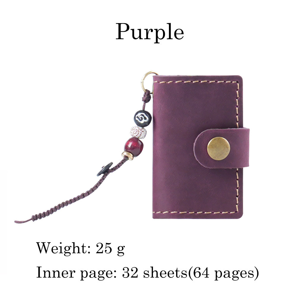 32 Sheets Mini Pocket Cowhide Bullet Journal With Chain