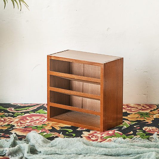 Boîte de rangement rétro en bois à 4 compartiments inclinés