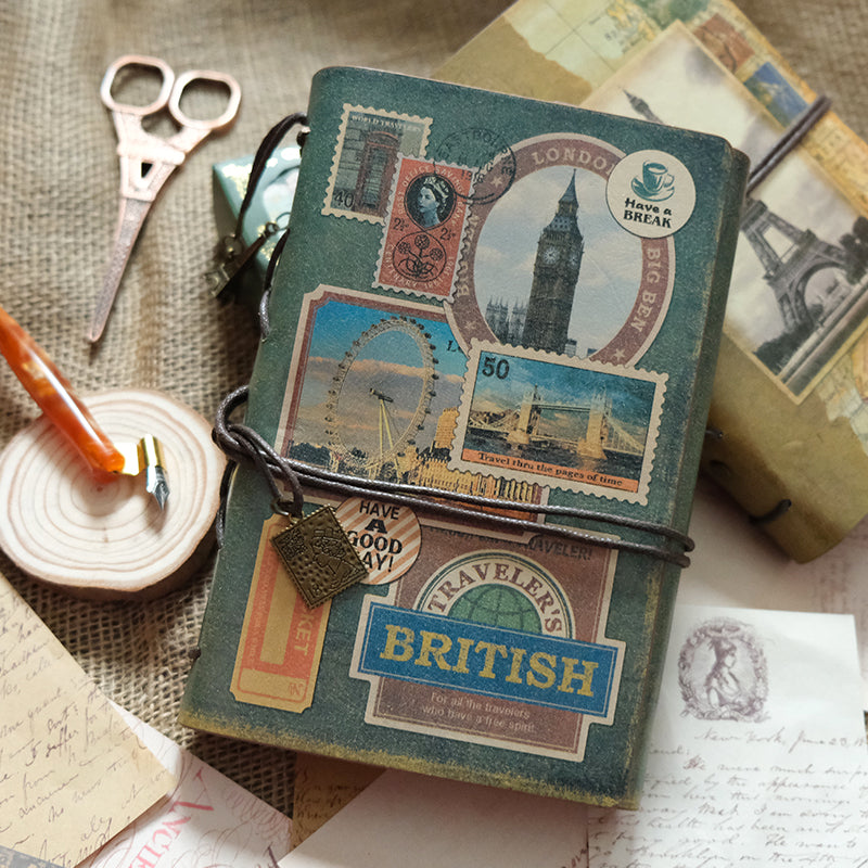 Vintage British Memory Kraft Paper Refillable Bullet Journal
