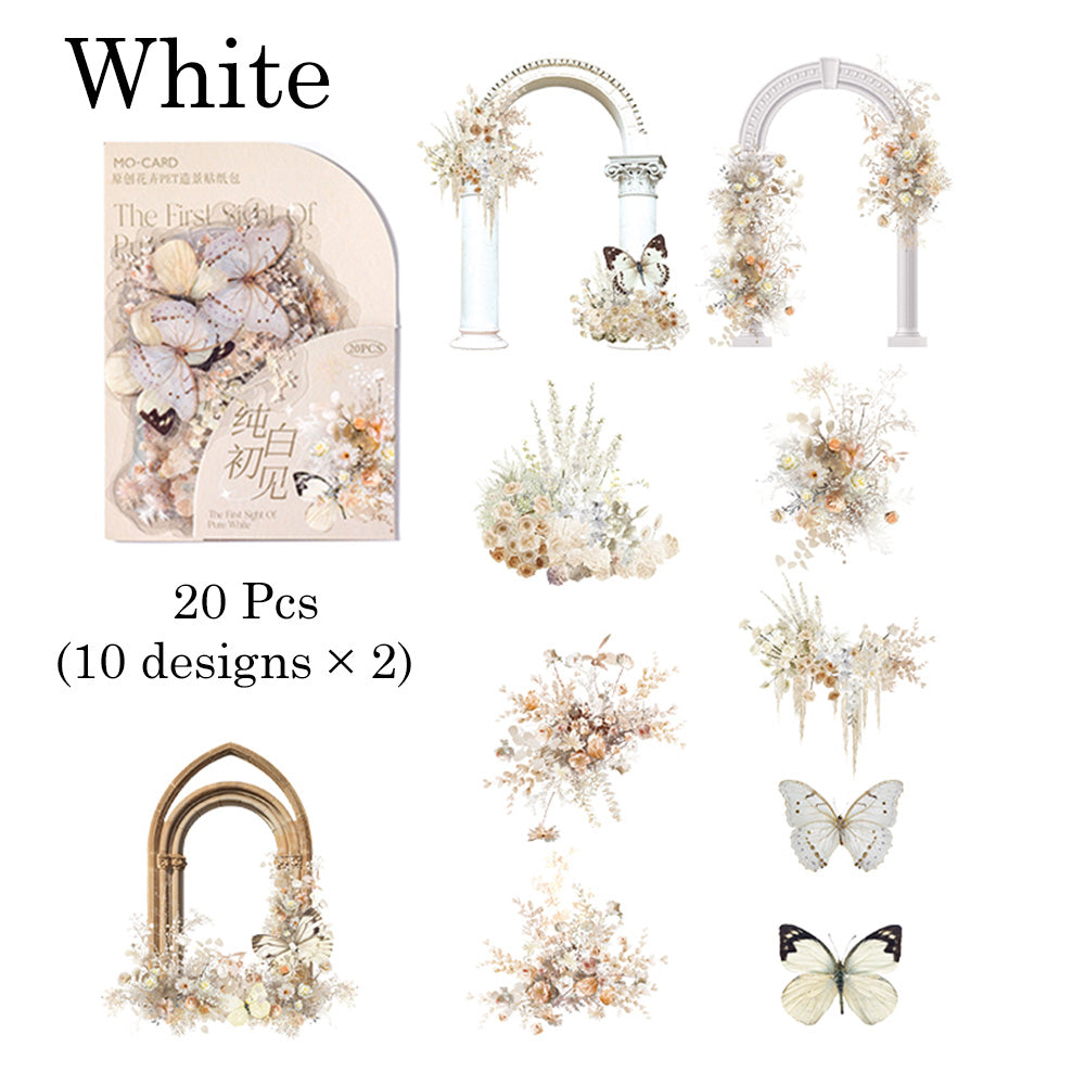 Lot de 20 autocollants en PET motif arche romantique
