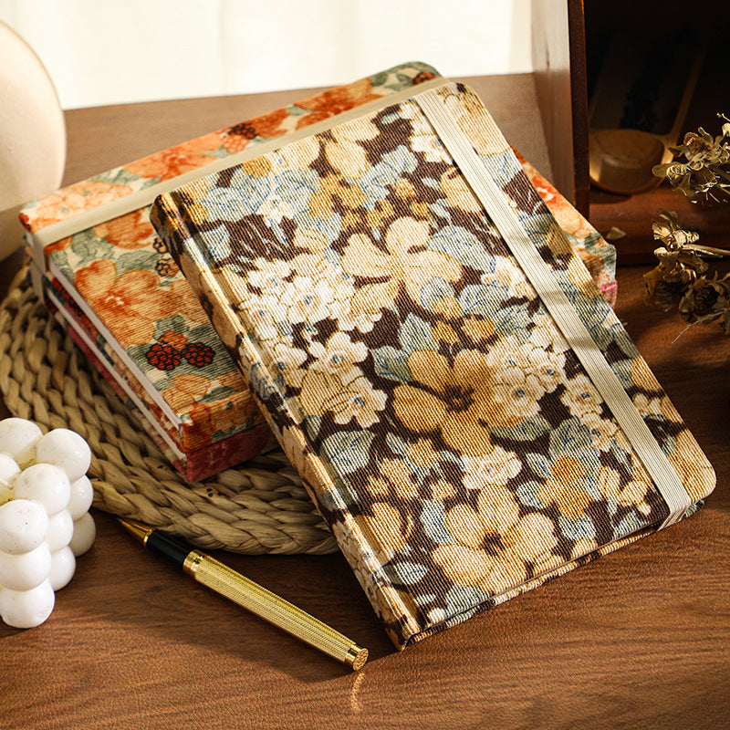 80 Sheets Retro Bloom Flower Corduroy Notebook
