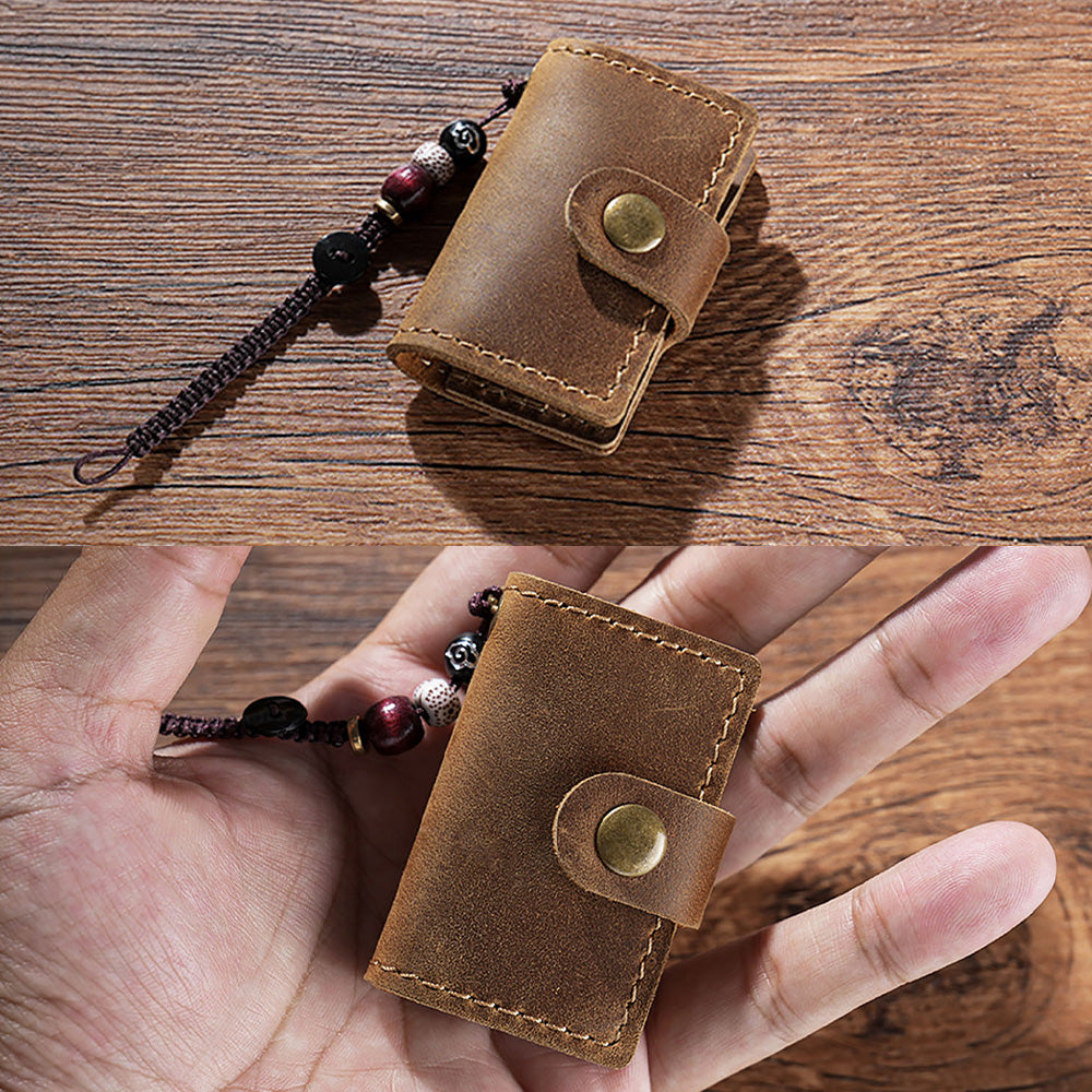32 Sheets Mini Pocket Cowhide Bullet Journal With Chain