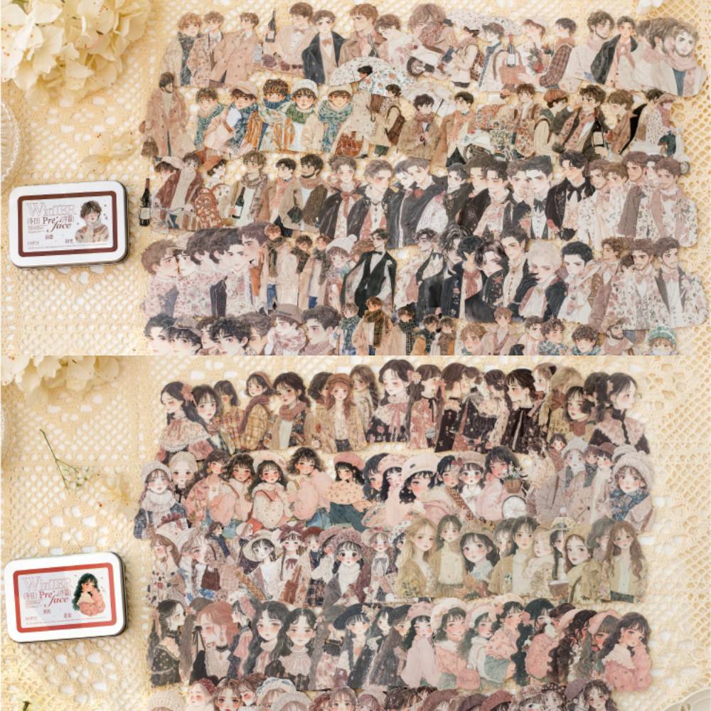 100 Pcs Winter Prologue Character Paper Sticker Set With A Tin Box