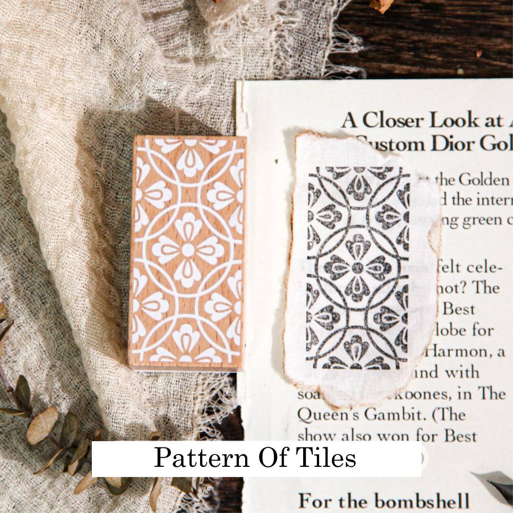 1 Pack Exquisite Pattern Wooden Rubber Stamp