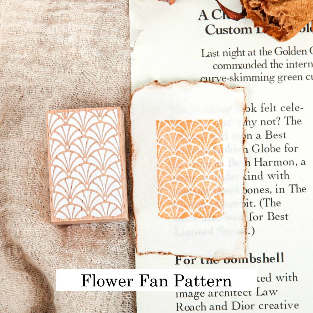 1 Pack Exquisite Pattern Wooden Rubber Stamp